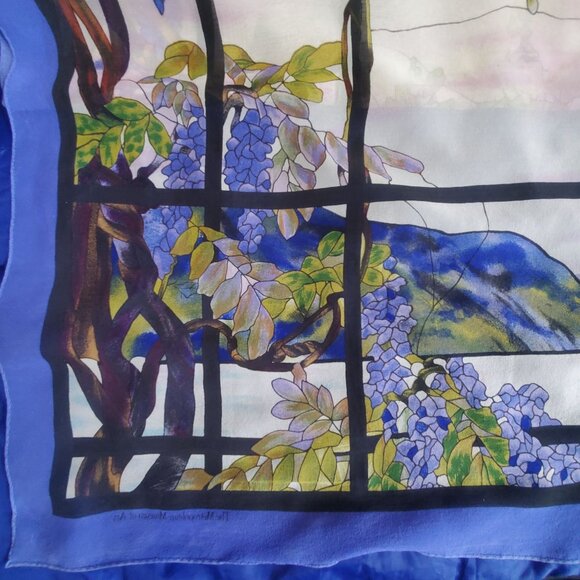 Vtg Metropolitan Museum Art Silk Scarf Tiffany Wisteria View StainedGlass Window - Picture 8 of 10